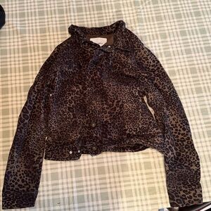 Nine West Leopard Print Jean Jacket in Brown and Black